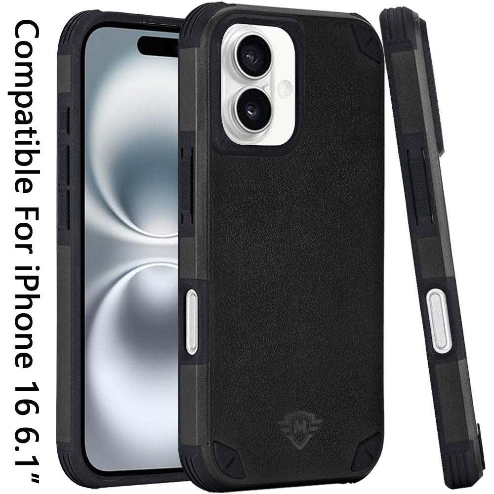 For Apple iPhone 16 (6.1") Heavy Duty Dual-Layer Rugged Protection, Shockproof Protective Tough Magnetic Compatible with MagSafe Case Cover