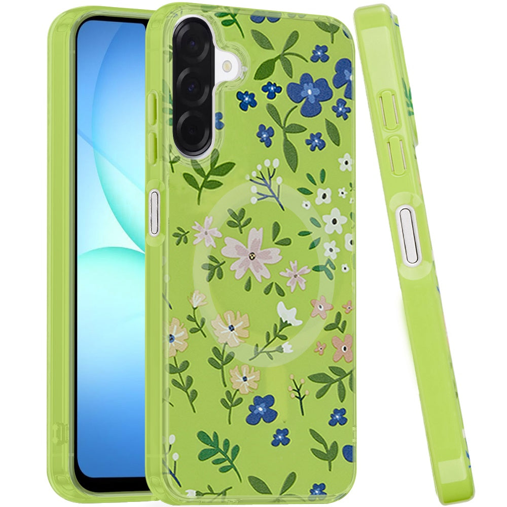 Phone Case for Samsung Galaxy A17 5G Shockproof Dual Layer TPU IMD Print Rugged Anti-Slip Grip Drop Protection Scratch Resistant Slim Fit Glossy Floral Heart Aesthetic Cover