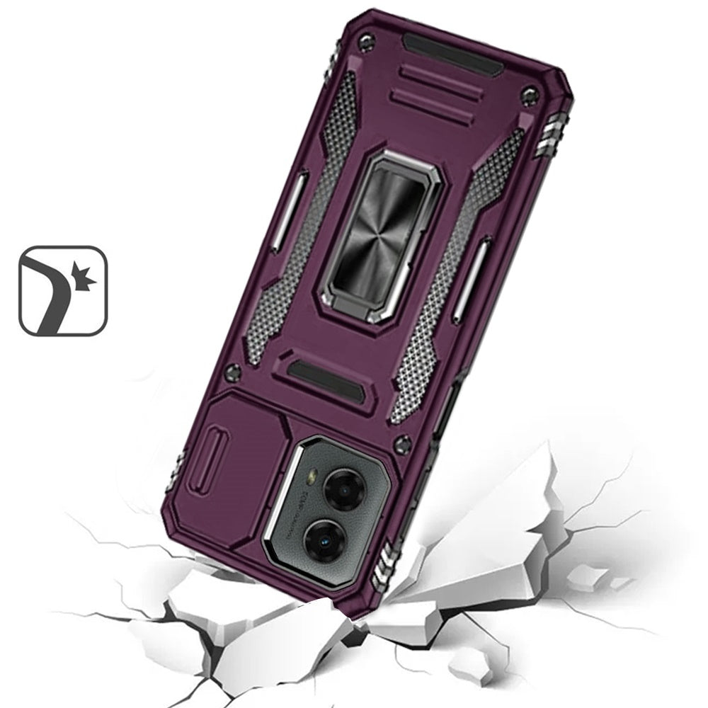 For Apple iPhone 17E /16E Tough Hybrid Case with Movable Camera Window & Metal Ring Stand Shockproof Case Cover