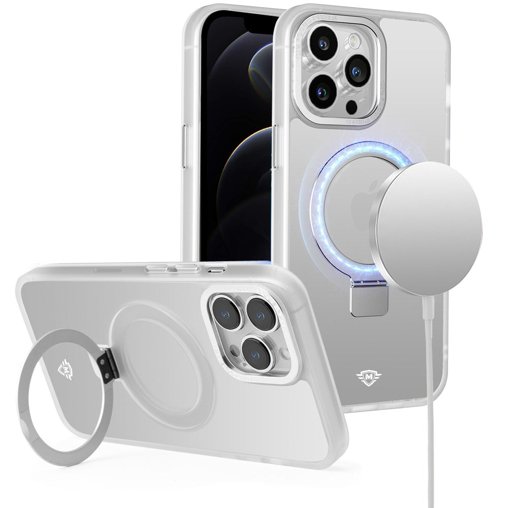 For Apple iPhone 16 Pro (6.3") Premium Magnetic Metal Matte Built-in Compatible with MagSafe Stand Hybrid Shock TPU Case Cover