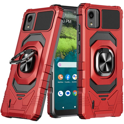 For Samsung Galaxy S25 EDGE Hybrid Dual Layer with 360° Rotate Magnetic Ring Stand Holder Kickstand TPU Rugged PC Shockproof Case Cover Red