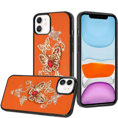 For Apple iPhone 11 Diamonds 3D Fashion Bling Sparkly Glitter Ornaments Engraving Hybrid with Ring Stand Case Cover
