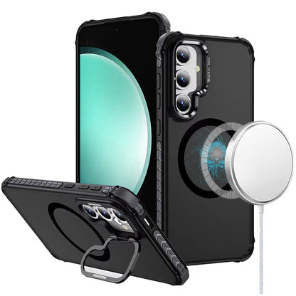 For Apple iPhone 12 Pro Max Hybrid Metal Camera Stand Ring Sturdy, Compatible with MagSafe, Matte Hard TPU Colorful Edge Case Cover