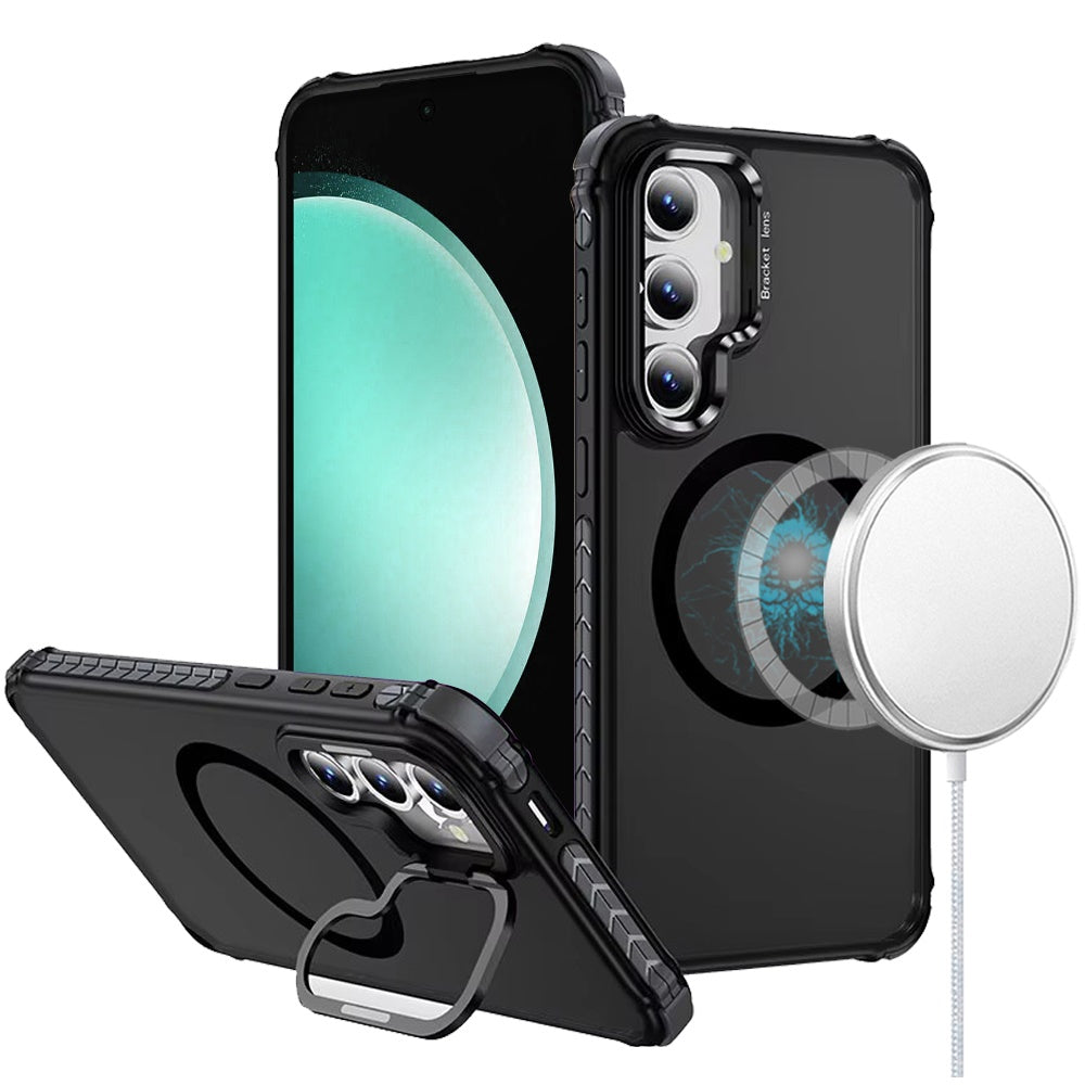 For Samsung Galaxy S25+ /S25 Plus /S24+ Plus Hybrid Metal Camera Stand Ring Sturdy, Compatible with MagSafe, Matte Hard TPU Colorful Edge Case Cover