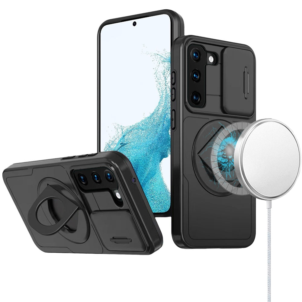 For Apple iPhone 16 Pro (6.3") Full Coverage with Camera Window, Magnetic Circle, Rotatable Ring Stand, MagSafe Compatible, Shockproof Hybrid Protectiv Case Cover
