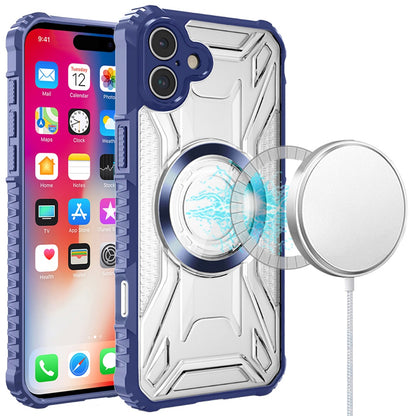 For Apple iPhone 16 Plus (6.7") MagSafe Compatible Pattern Clear Transparent Rugged Hybrid Magnetic TPU Shockproof Armor Case Cover