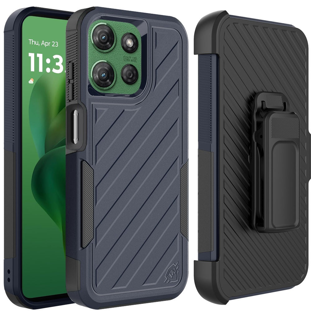 For Motorola Moto G Power 5G 2027 Rugged 2in1 Armor Combo Belt Clip Holster, Non-Slip Tough Hybrid lined Shockproof Case Case Cover