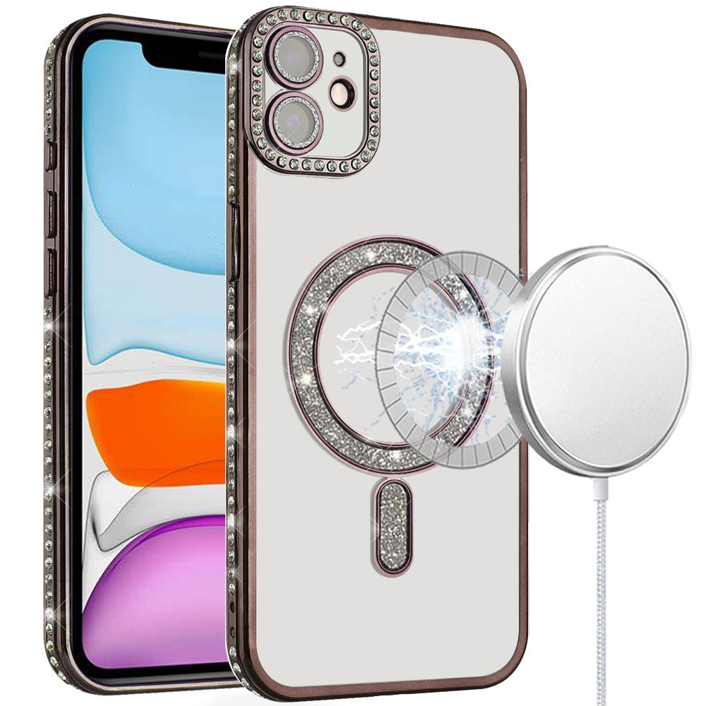 For Apple iPhone 17E /16E Glitter Magnetic Circle Diamond Thick TPU Hybrid Shockproof Secure Grip Compatible with Magsafe Case Cover