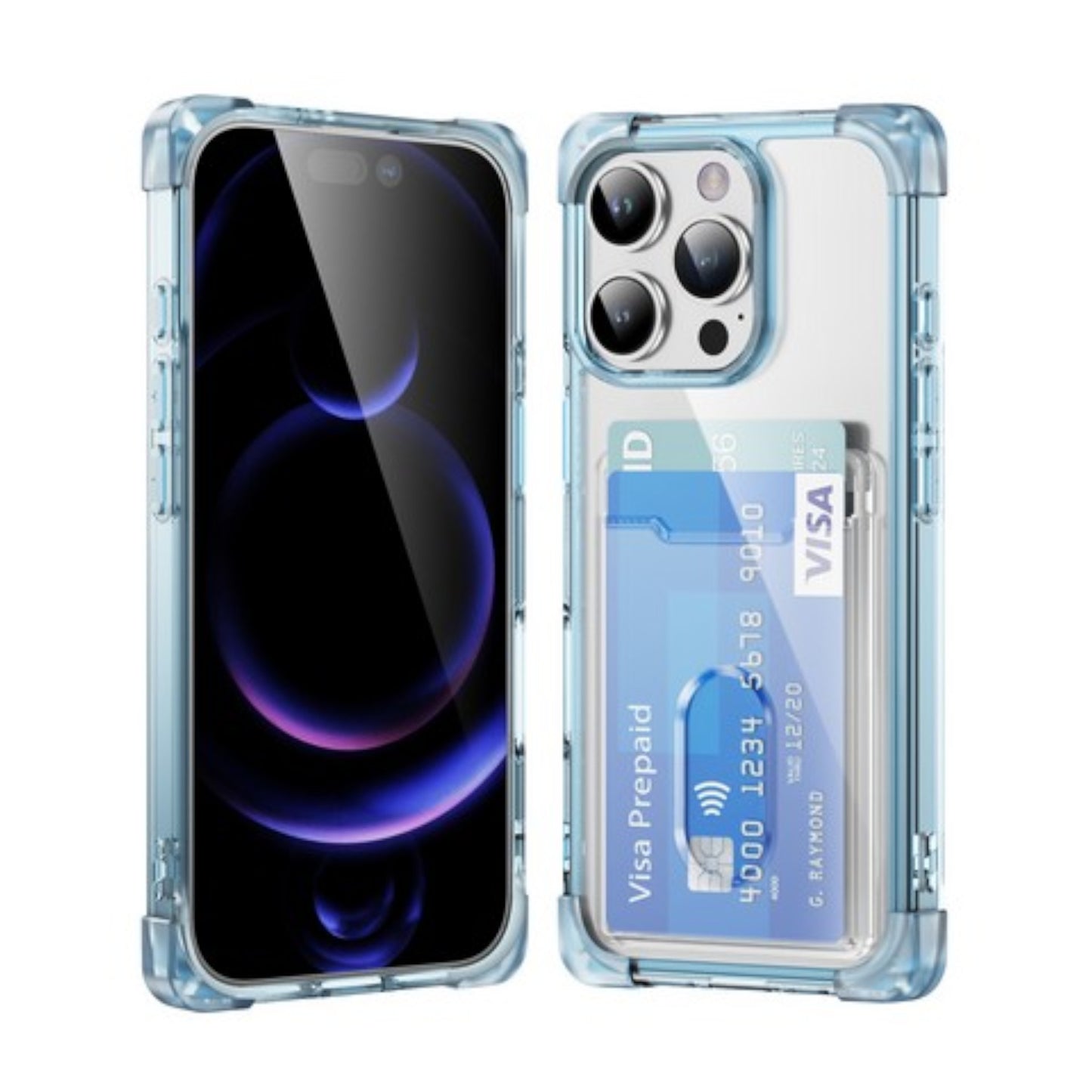 For Apple iPhone 16 Pro Max (6.9") Wallet Clear Case with Credit Card Holder Rubber Silicone TPU Protection Corner Bumper Shockproof Case Cover