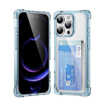 For Apple iPhone 16 (6.1") Wallet Clear Case with Credit Card Holder Rubber Silicone TPU Protection Corner Bumper Shockproof Case Cover