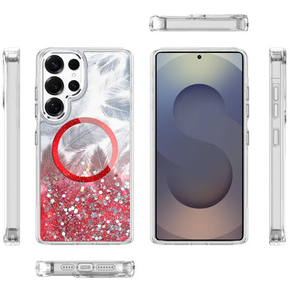 For Samsung Galaxy S25 Ultra Epoxy Glitter Shimmer Fashion Case with Magnetic Magsafe Compatible Hybrid Sparkling Slim Protective Case Cover