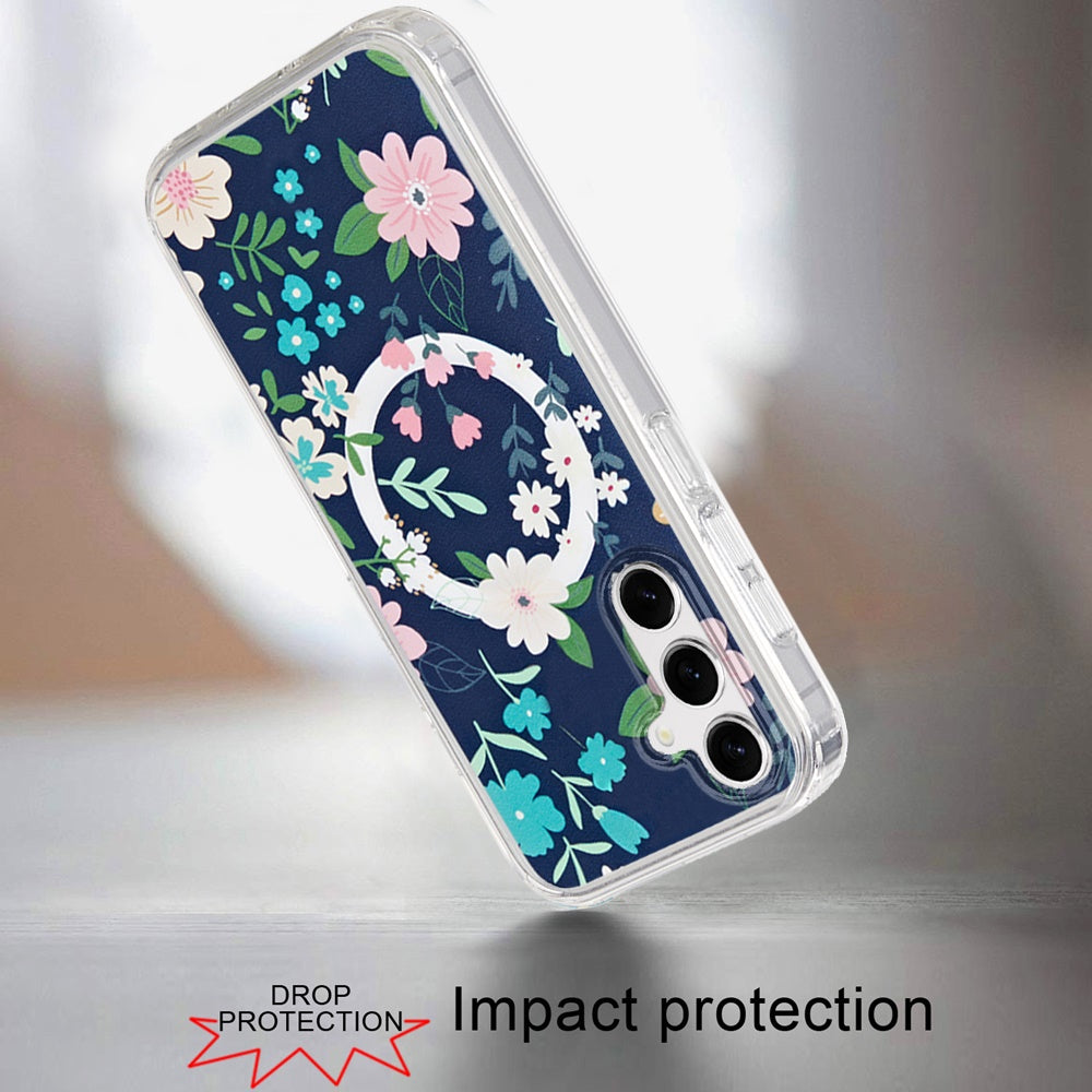For Samsung Galaxy S25 /S24 Cute Fashion Pattern Design, Durable Shockproof Slim TPU Hard Back, MagSafe Compatible Case Cover Galaxy Floral