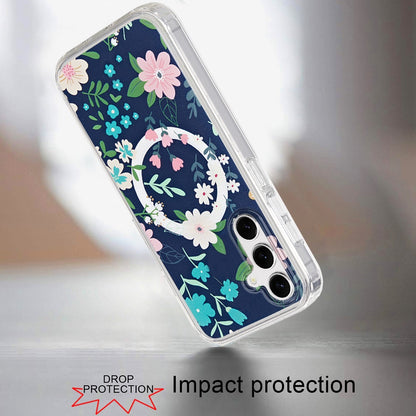 For Samsung Galaxy S25 /S24 Cute Fashion Pattern Design, Durable Shockproof Slim TPU Hard Back, MagSafe Compatible Case Cover Nightly Floral