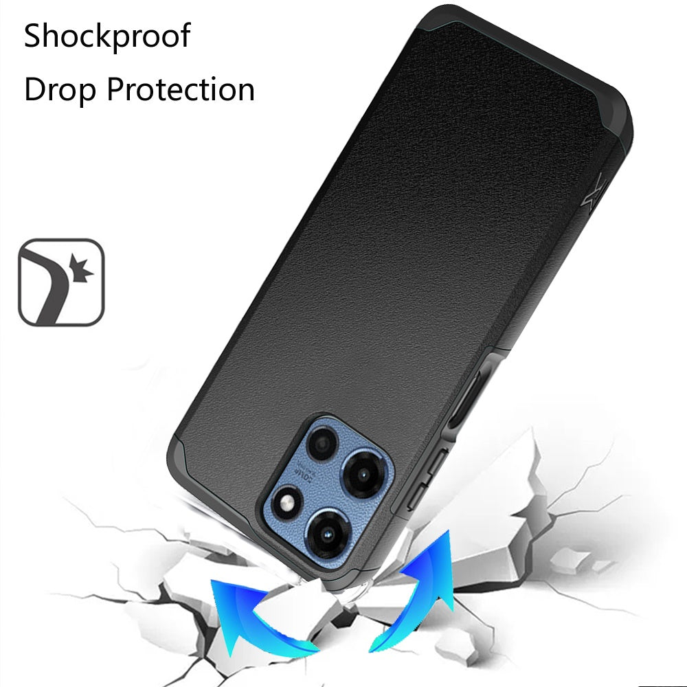 For Motorola Moto G 5G 2025 Tough Hybrid Dual Layer Hard PC TPU Rubber Bumper, Shock Absorption, Screen Protector Included Case Cover