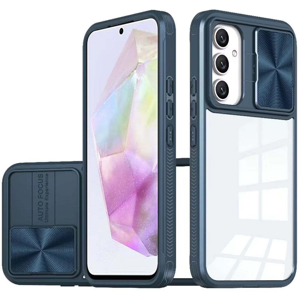 For Samsung Galaxy A36 Hybrid Cases with Sliding Camera Cover Transparent Shockproof Bumper TPU Protective Case Cover