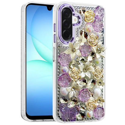 3D Diamond Floral Roses Flower Bling Stone Hybrid, Sparkly Rhinestone Gemstone Back Shockproof