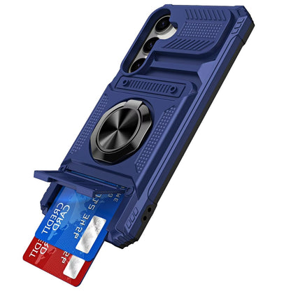 For Samsung Galaxy A57 2X Card Slot Metal Ring Stand Hybrid Shockproof Heavy Duty Drop Protection Multi Functional Design Case Cover
