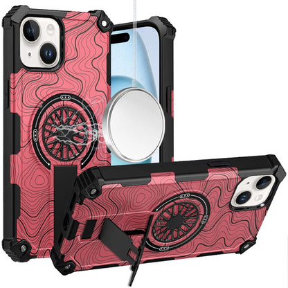 For Apple iPhone 17E /16E Texture Design Stylish Invisible Kickstand Case, MagSafe Compatible Hybrid Shockproof Cover, Car Mount Friendly Case Cover
