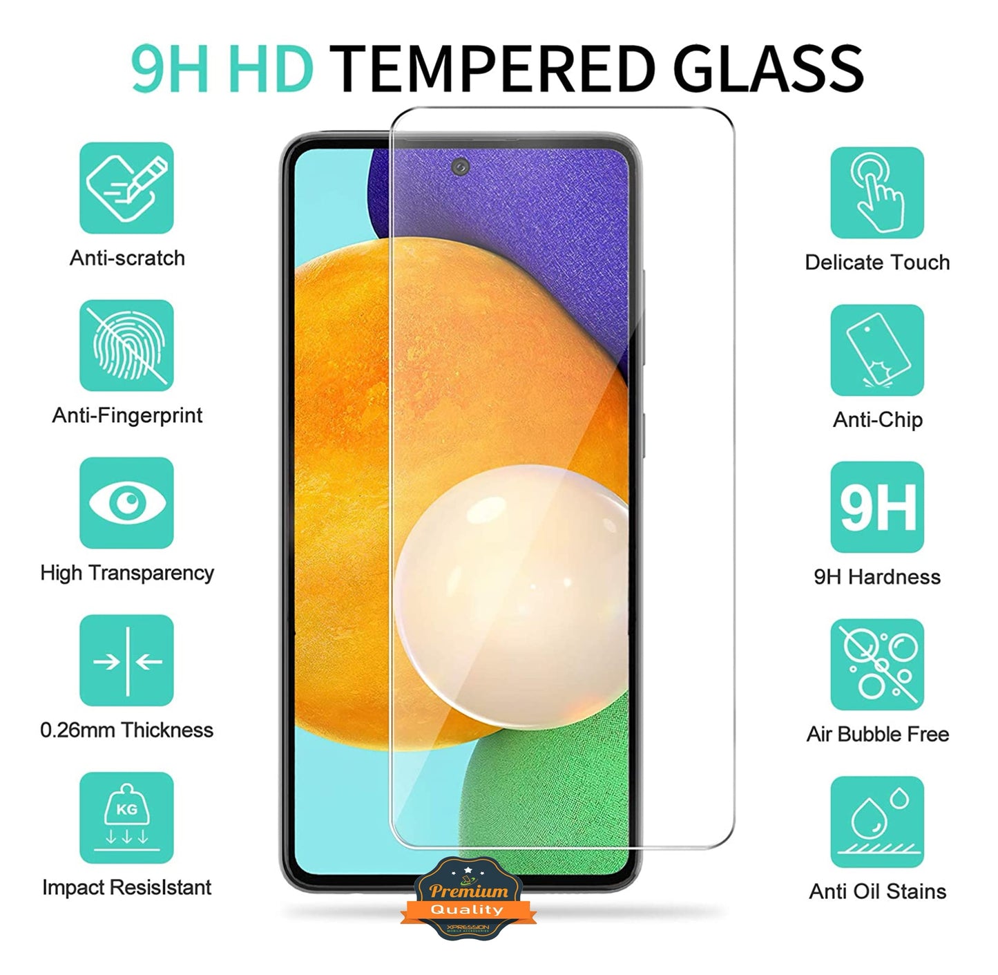 For Samsung Galaxy A37 5G Tempered Glass Screen Protector, 9H HD Transparent Clear, Full Glue Easy Installation Protector Clear