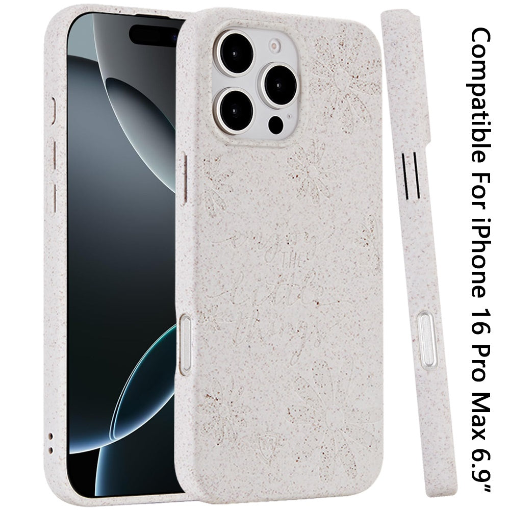 For Apple iPhone 16 Pro Max (6.9") Eco Friendly Bio-Degradable Design Hybrid Cases Slim Fit Soft TPU Drop Protection Rubber printed Case Cover