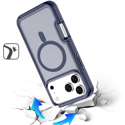 Phone Case for Apple iPhone 17 Pro Max (6.9") Glossy Magnetic Compatible Shockproof Slim TPU Durable Hard PC Rubber Grip Premium Hybrid Cover Dark Blue