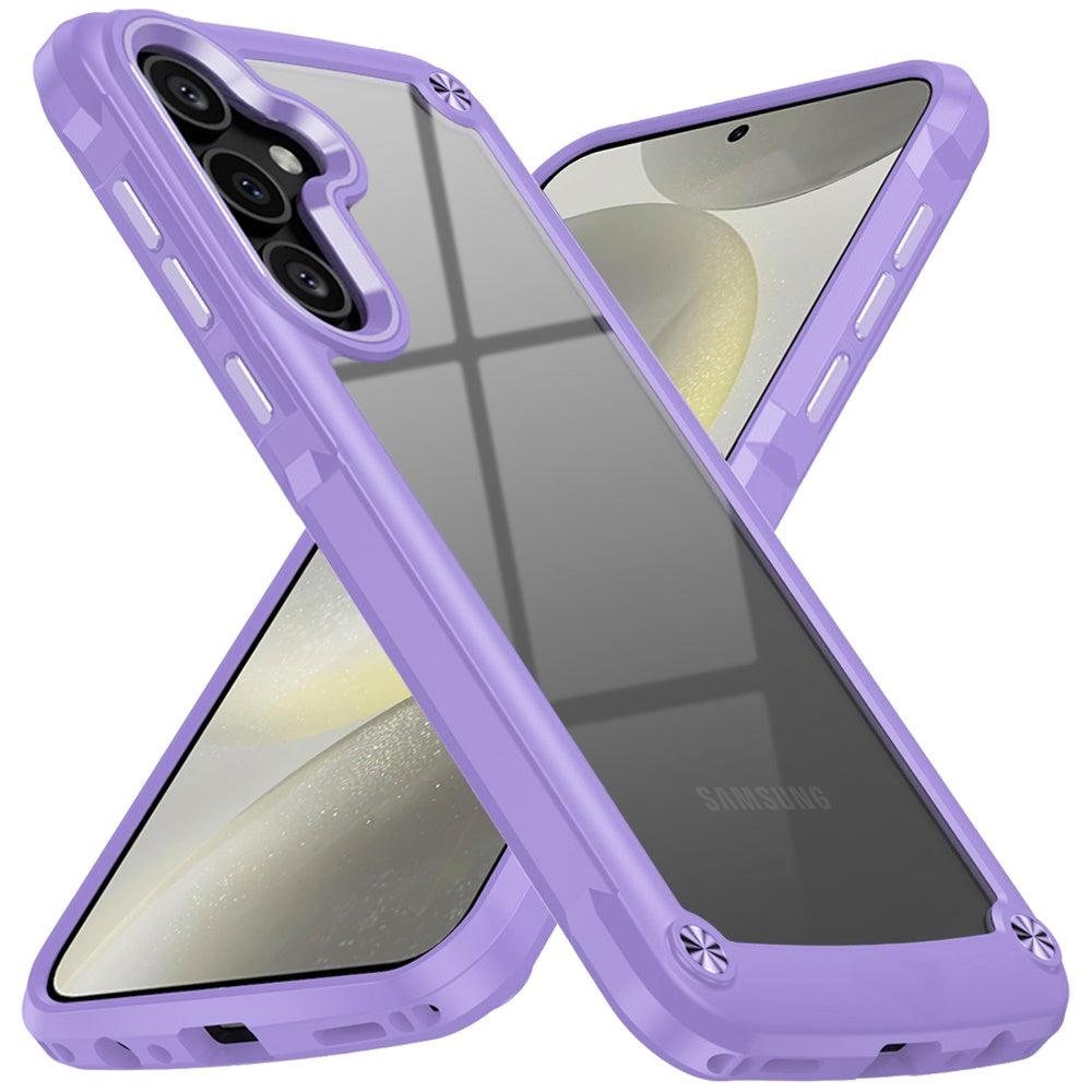 For Samsung Galaxy S25+ /S25 Plus /S24+ Plus Hybrid Transparent Rubber with Metal Buttons & Camera Edges Hard TPU Corner Frame Bumper Case Cover