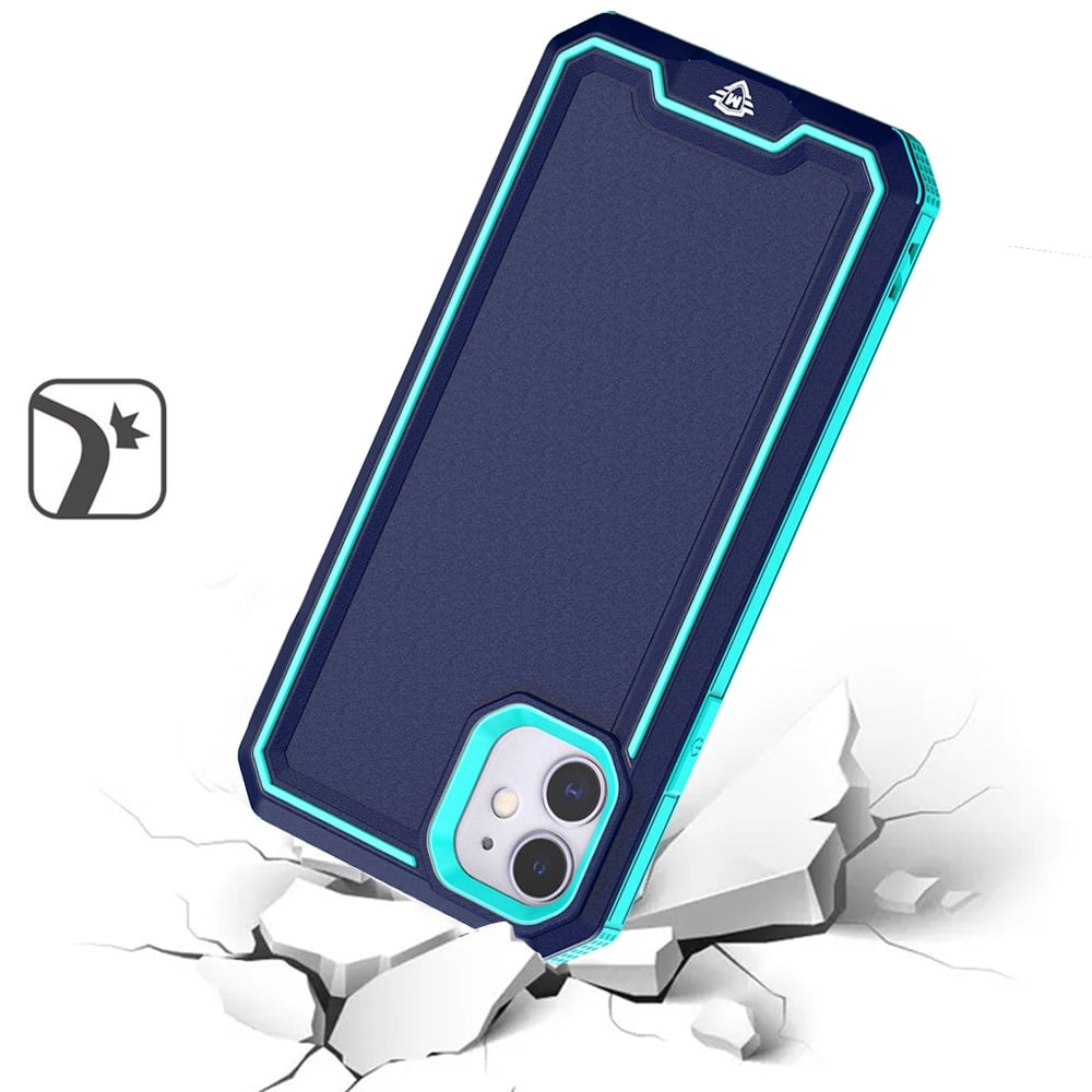 For iPhone 12 / iPhone 12 Pro (6.1") Premium Fused Hybrid Tough Strong Hard PC TPU Rubber Shockproof Drop Protection Impact Case Cover Blue