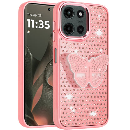 For Motorola Edge 2025 Butterfly Moveable Grip 3D Pop Stand Full Diamond Bling Sparkling TPU Fashion Hybrid Case Cover