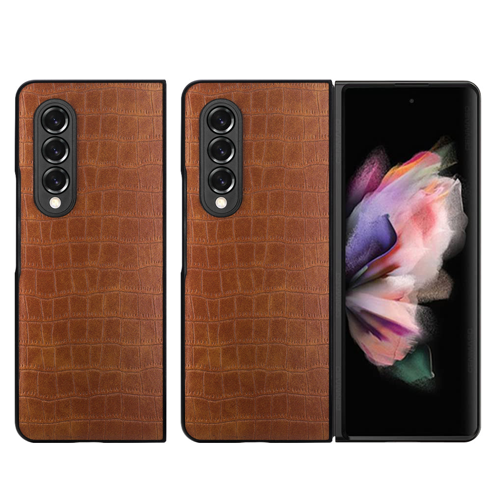 For Motorola Razr 2024 Premium PU Vegan Leather Hard Snap-On Slim Protective Shell Cover, Elegant Finish Case Cover Brwn