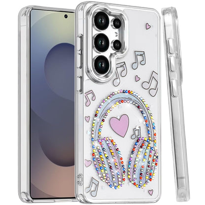 For Samsung Galaxy S25 Ultra Butterfly Resin Epoxy Diamond Design Metal Edged Hybrid Shockproof Heavy Duty Drop Protection Case Cover