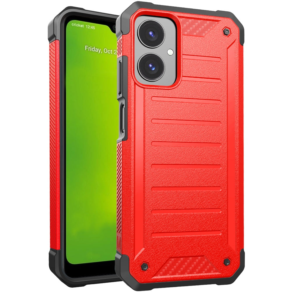 For Cricket Icon 2026 Tough Lined Design Hybrid Shockproof Protective Rugged TPU Hard PC with Durable Grip Case Cover