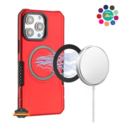 For Apple iPhone 16 Plus (6.7") Hybrid Armor Grip Metal Ring Compatible with MagSafe [Magnetic Circle] Wireless Charging Shockproof Case Cover