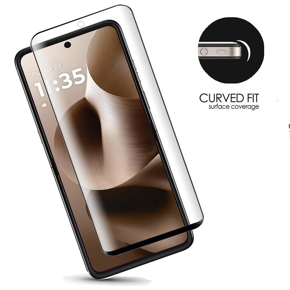 For Motorola Razr Ultra 2025 Premium Tempered Glass Screen Protector Designed to allow full functionality Fingerprint Unlock 3D Curved Edge Glass Full coverage Protector Clear Black