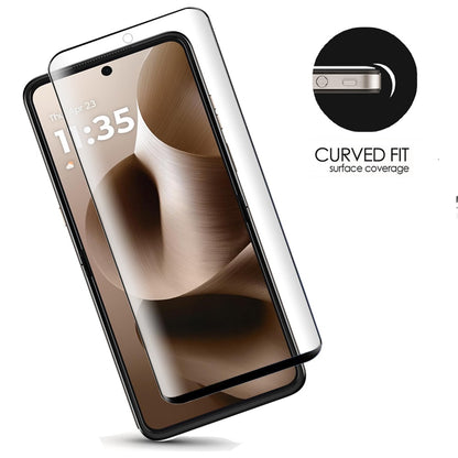 For Motorola Razr Ultra 2025 Premium Tempered Glass Screen Protector Designed to allow full functionality Fingerprint Unlock 3D Curved Edge Glass Full coverage Protector Clear Black