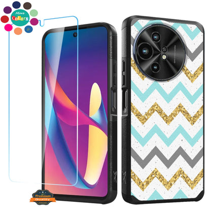 For TCL 50 XL 5G Fashion Graphic Design Pattern Hard PC TPU 2in1 Tough Strong Hybrid Shockproof Frame + Screen Protectror Case Cover -