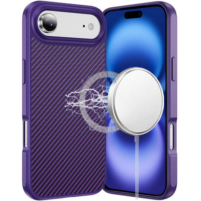 For Apple iPhone 17 Air (6.6") Carbon Fiber Design with Magnetic HQ 2.0mm Thick Hybrid Shockproof Rubber Hard PC Case Cover