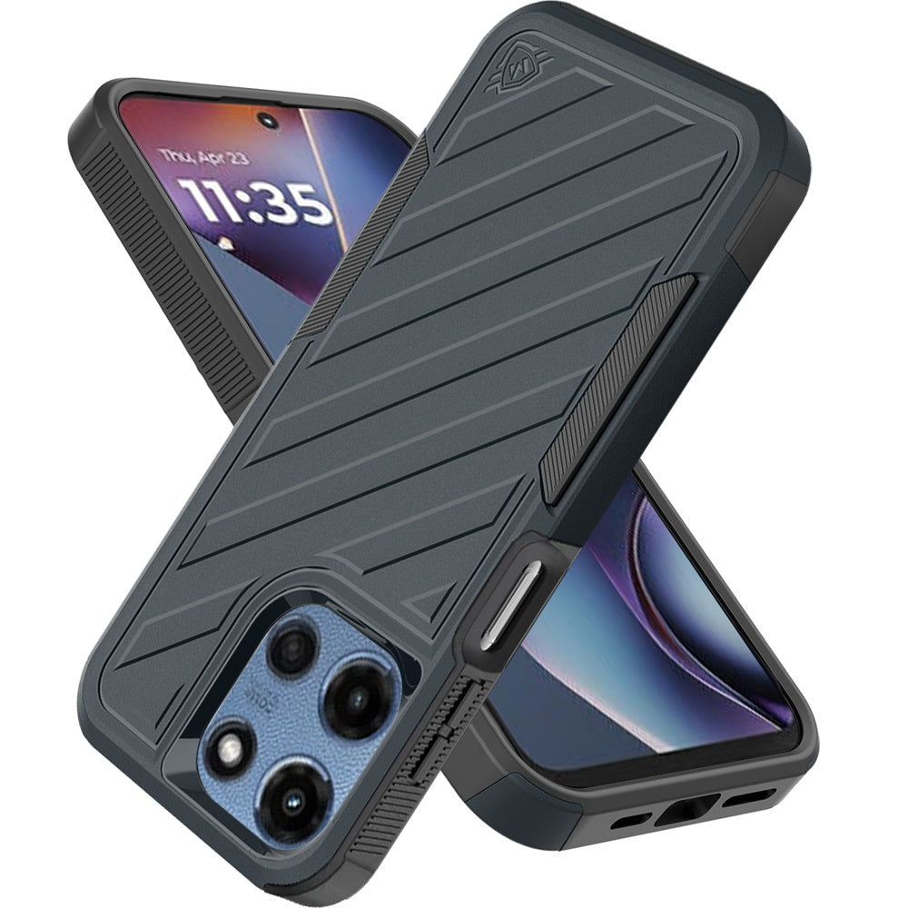 For Motorola Moto G 5G 2025 Hybrid lined shockproof dual layer Rugged 2in1 Hard PC & Silicone TPU Non Slip Textured Tough Armor Case Cover