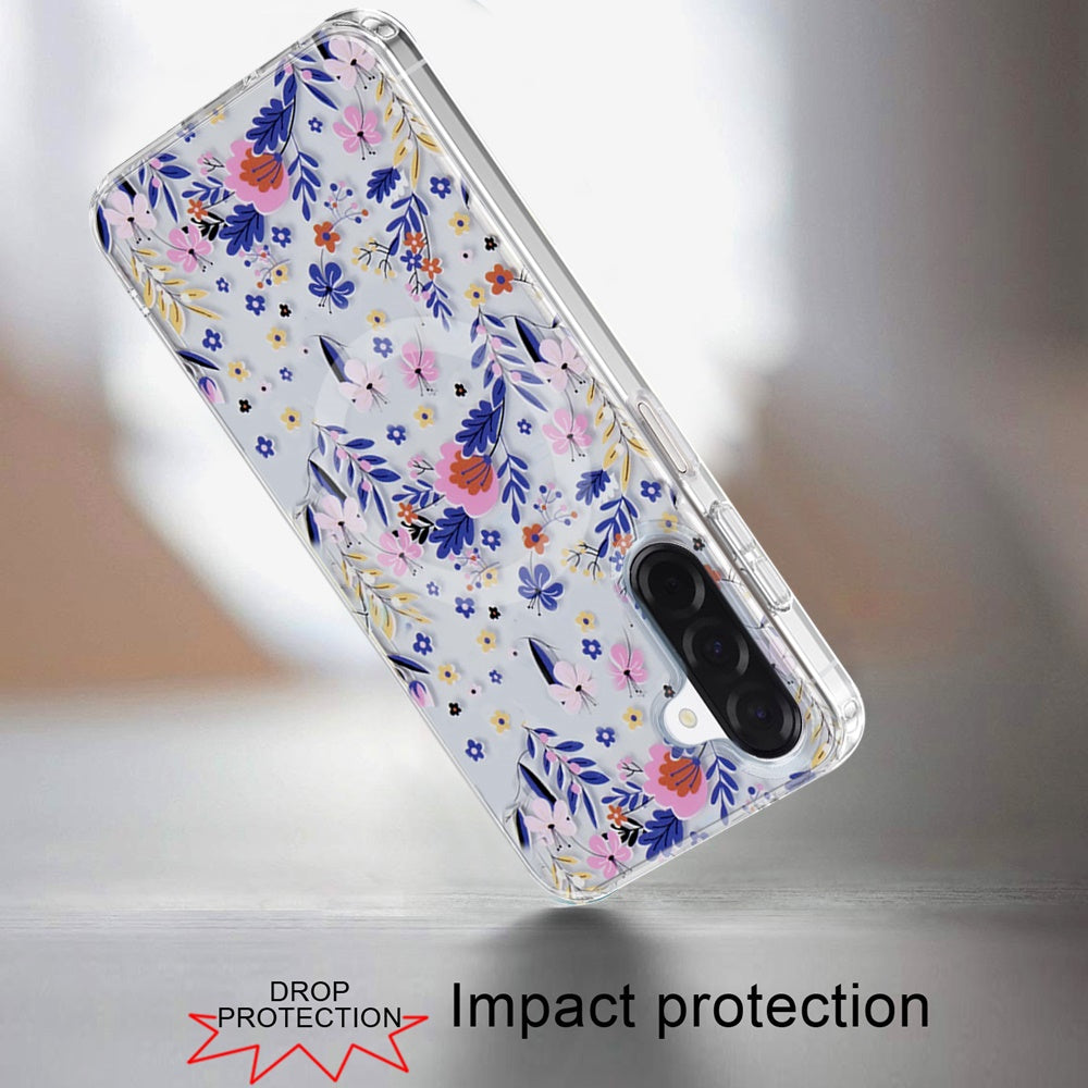 Phone Case for Samsung Galaxy A17 5G Shockproof Dual Layer TPU IMD Print Rugged Anti-Slip Grip Drop Protection Scratch Resistant Slim Fit Glossy Floral Heart Aesthetic Cover