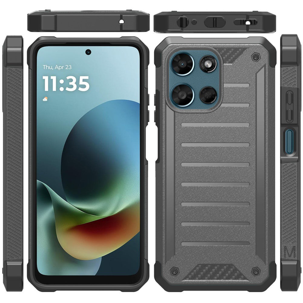 For Motorola Moto G Play 5G 2026 Tough Lined Design Hybrid Shockproof Protective Rugged TPU Hard PC with Durable Grip Case Cover