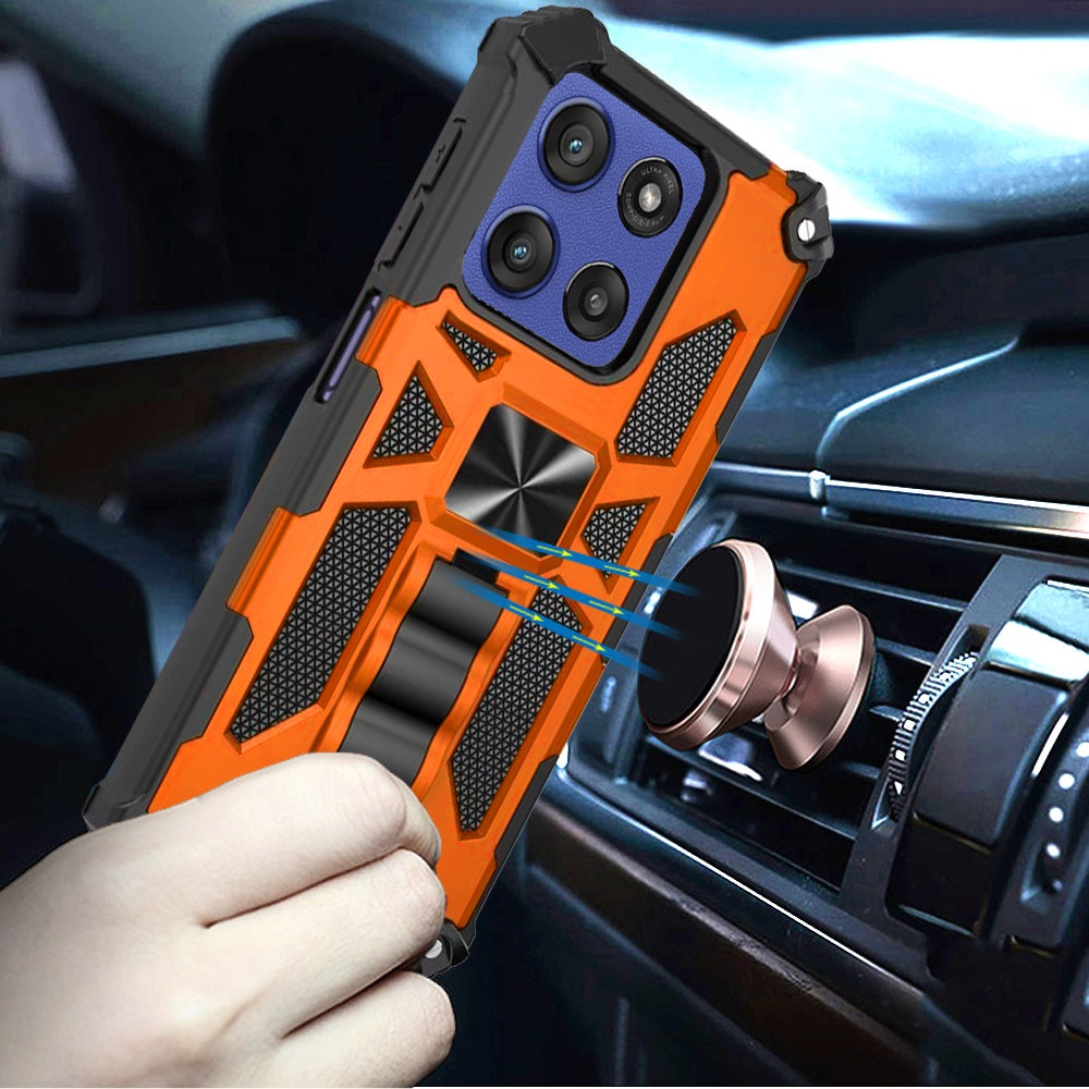 For Motorola Moto G Stylus 5G 2026 /2025 Hybrid Shockproof [Military Grade] Rugged Protective with Magnetic Car Mount & Invisible Stand Case Cover Cosmic Orange