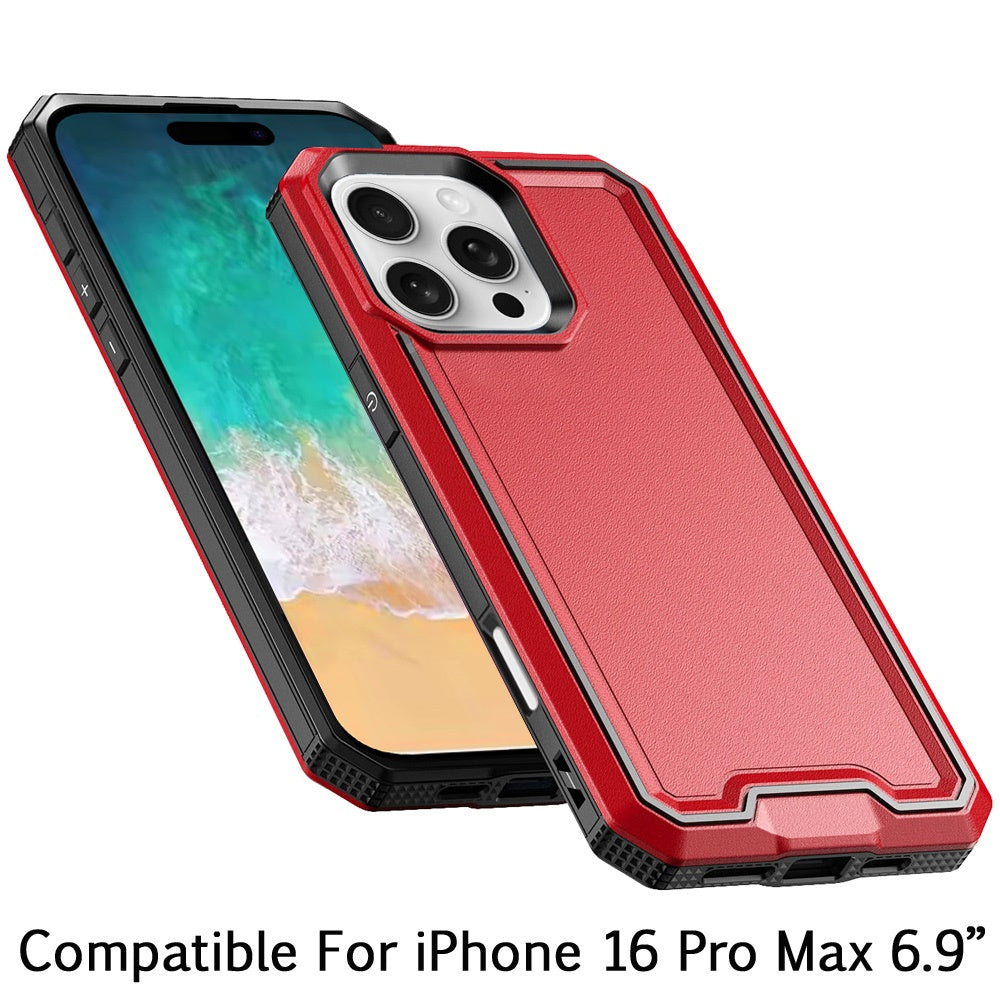 For iPhone 16 Pro Max (6.9") Tough Modern Fused Hybrid Armor Hard PC TPU Rubber Shockproof Drop Protection Impact Case Cover Blue
