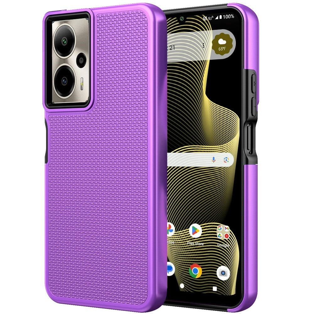 For Cricket Outlast 5G 2024 Dual Layer Heavy-Duty Hybrid Rugged Case Rugged Texturized TPU & PC Shockproof Silicone Military Grade Case Cover