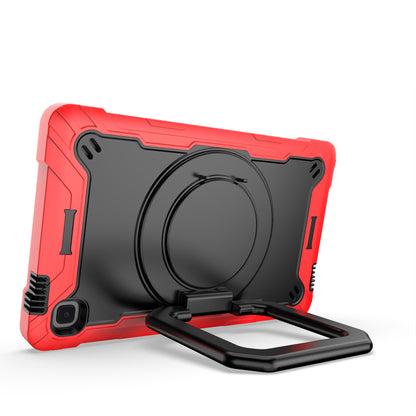For Tough Hybrid 3 in 1 Case with 180° Rotating Kickstand, Adjustable Shoulder Strap, Shockproof TPU Rubber PC Red / Black Tablet Case Cover