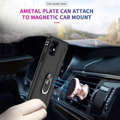 For Apple iPhone 15 Plus (6.7") Shockproof Hybrid Dual Layer TPU with Ring Stand Metal Kickstand Heavy Duty Armor  Phone Case Cover