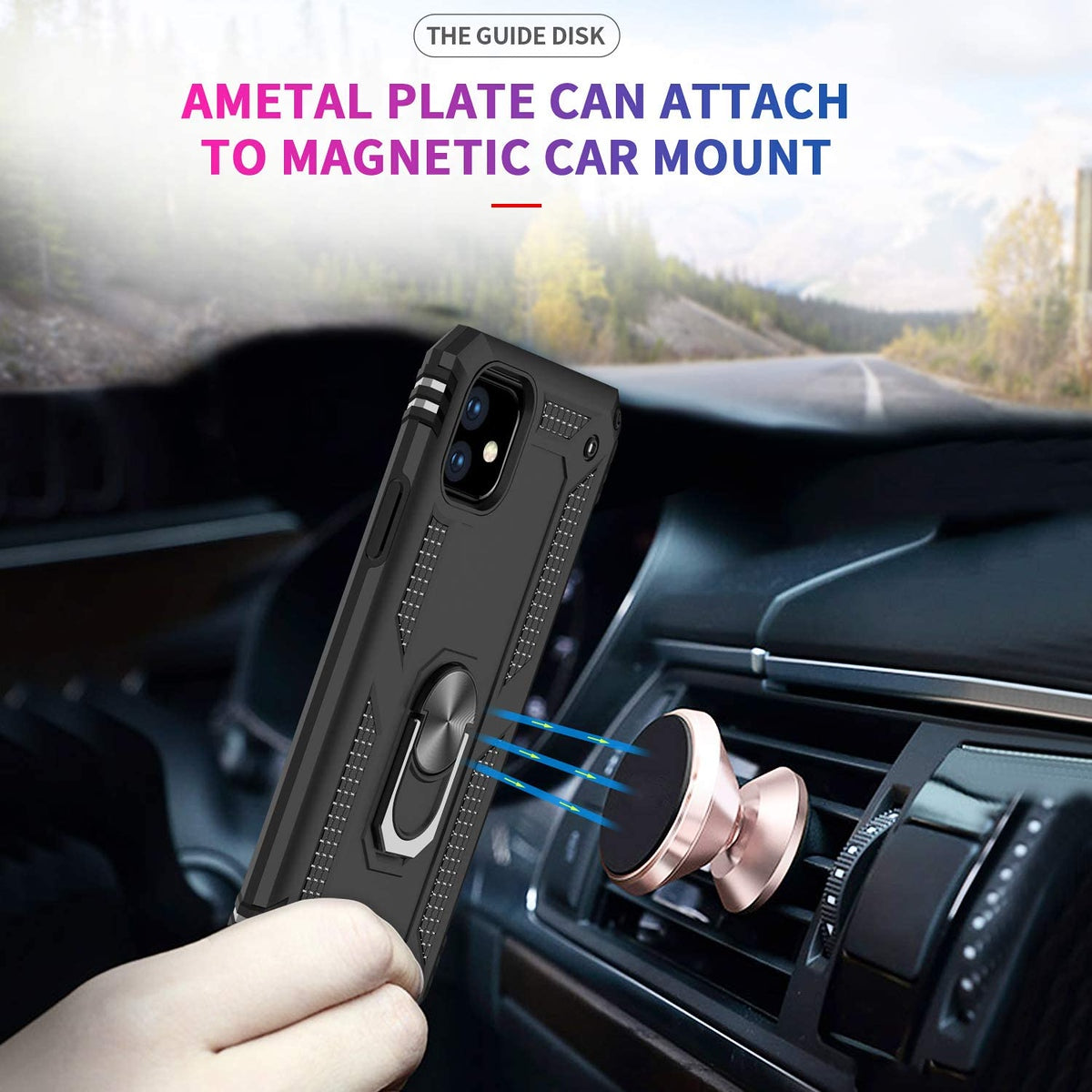 For Apple iPhone 15 Pro (6.1") Shockproof Hybrid Dual Layer TPU with Ring Stand Metal Kickstand Heavy Duty Armor  Phone Case Cover