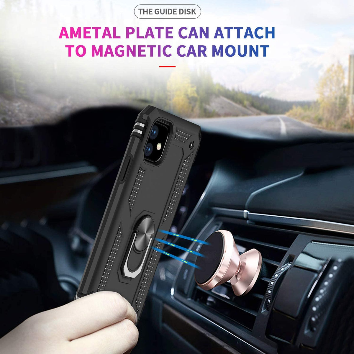 For Samsung Galaxy S26 Shockproof Hybrid Dual Layer PC + TPU with Metal Ring Kickstand Heavy Duty Armor Shell Case Cover Black