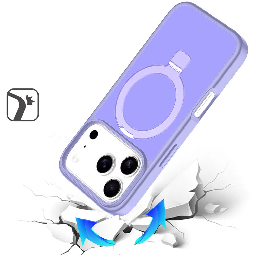 For Apple iPhone 17 Pro Max (6.9") Magnetic Circle Back with Ring Stand Full Rotation Matte Hybrid Shockproof Case Cover