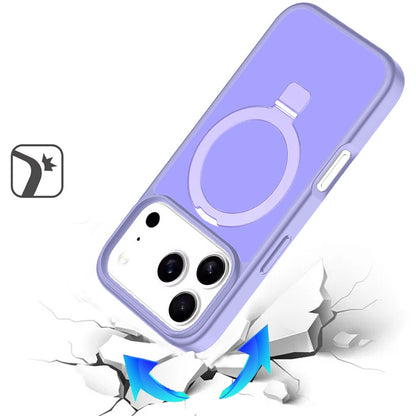 For Apple iPhone 17 Pro Max (6.9") Magnetic Circle Back with Ring Stand Full Rotation Matte Hybrid Shockproof Case Cover