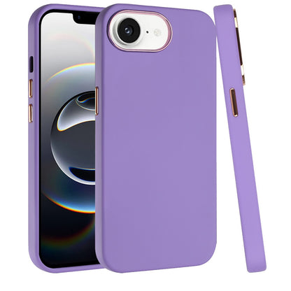 For Apple iPhone 17E /16E Slim Classic Hybrid Around Rubber Gummy Gel Slick Hard PC Silicone TPU Chromed Button Case Cover