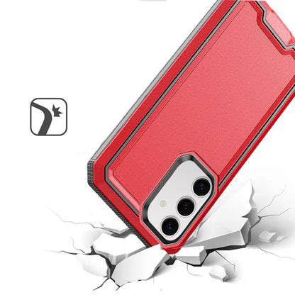 For Samsung Galaxy S24 FE Tough Modern Fused Hybrid Armor Hard PC TPU Rubber Shockproof Drop Protection Impact Case Cover Red